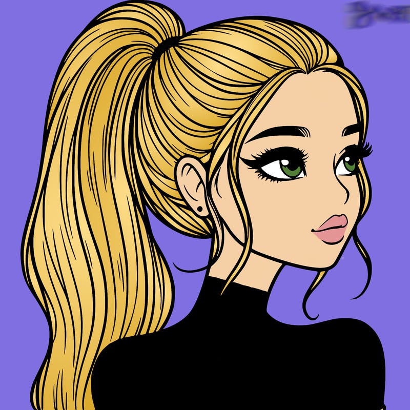 a beautiful and realistic girl with a high pony tail