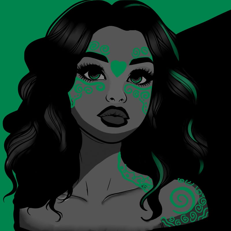 realistic girl with wavy hair and lips