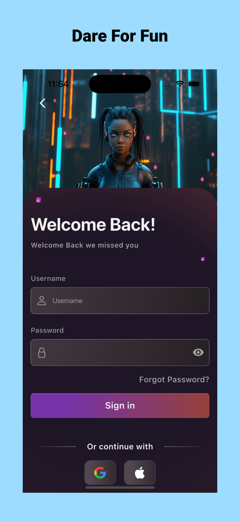 Jitter - Schermata di accesso dell'app Jitter con campi per nome utente e password e opzioni di accesso tramite social.
