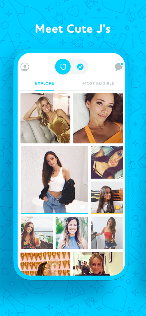 JSwipe - #1 Jewish Dating App - Interface of the JSwipe dating app showing the Explore tab with a grid of user profiles