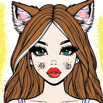 realistic girl with fox ears and realistic lips