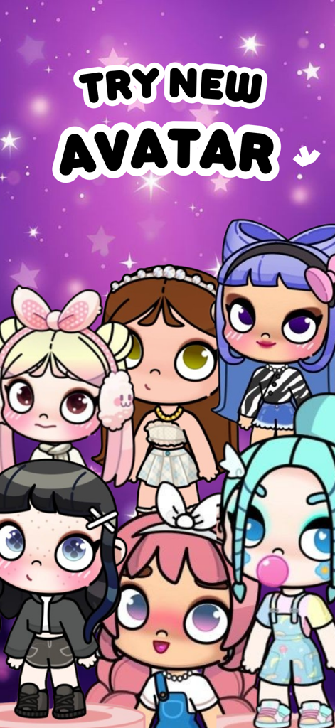 Avatar World Gacha Life Maker - Group of cute Gacha style girl characters with various hairstyles and outfits