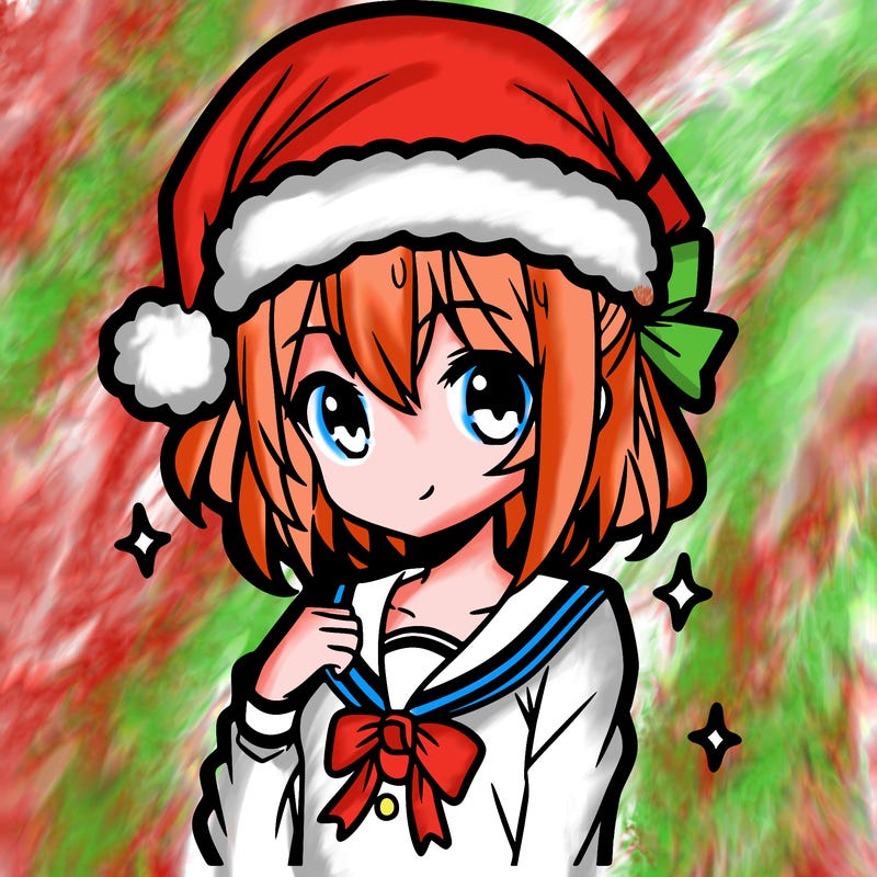 anime girl wearing a santa hat