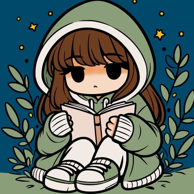 girl in oversized hoodie reading a book