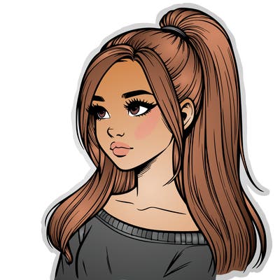 realistic girl with a high ponytail