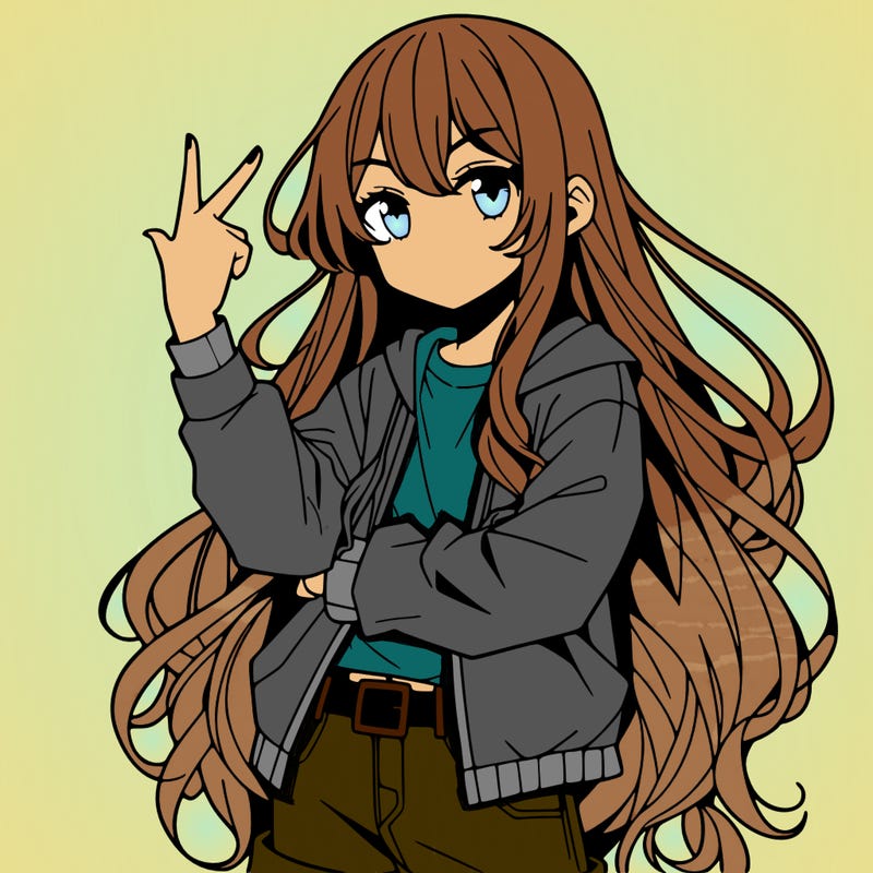 one anime girl with long hair and a cool pose