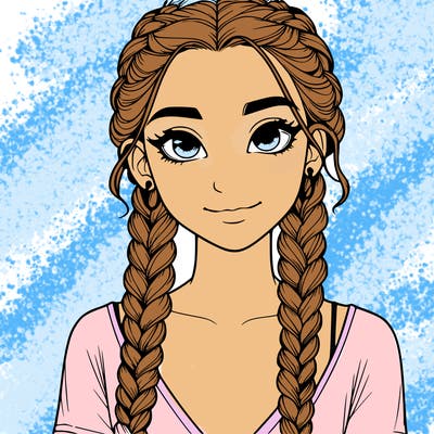 realistic girl with braids