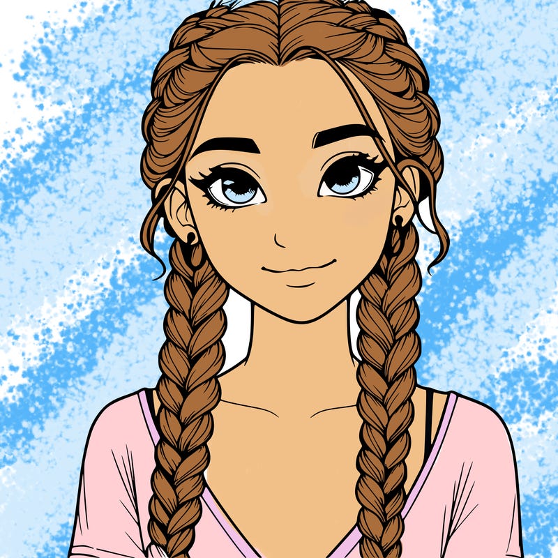 realistic girl with braids
