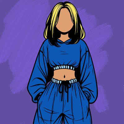 realistic girl faceless with baggy pants and a crop top