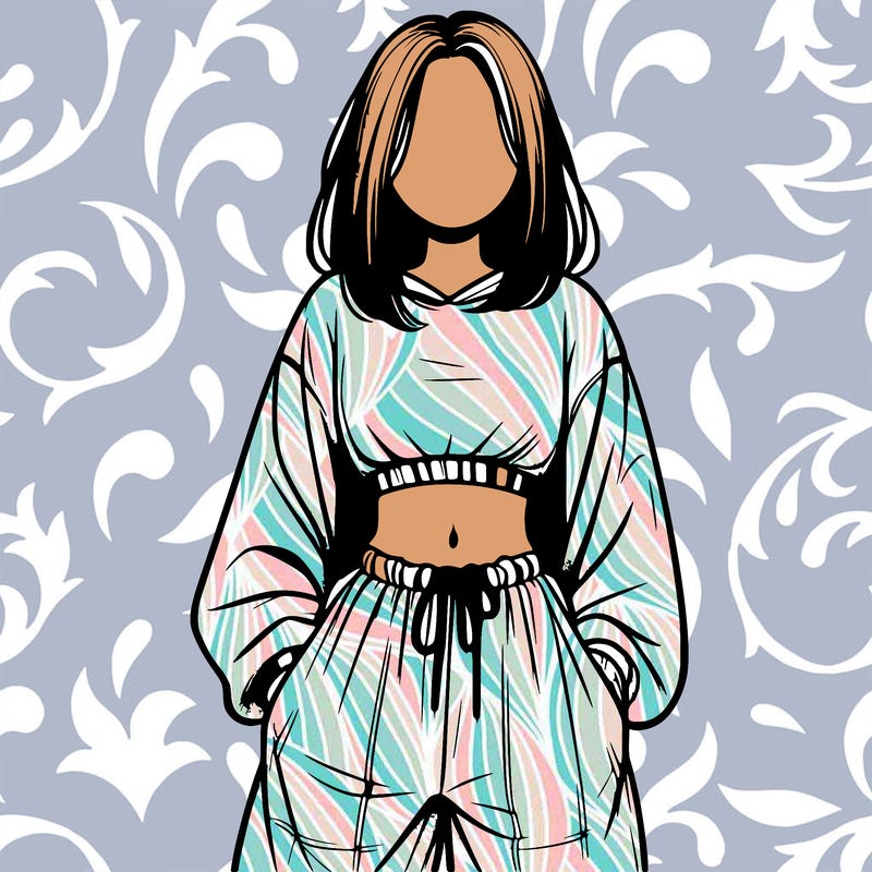 realistic girl faceless with baggy pants and a crop top