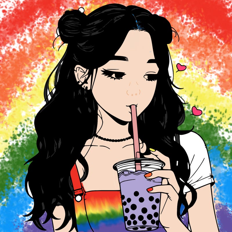 aesthetic realistic girl with boba