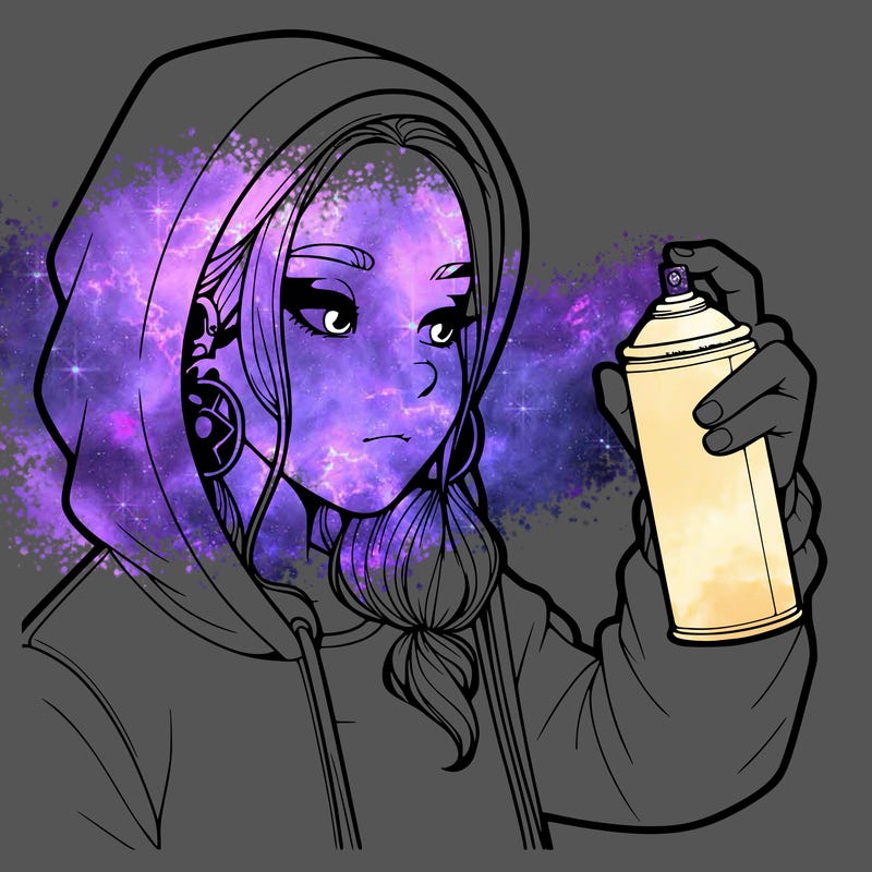 a realistic girl, spray painting