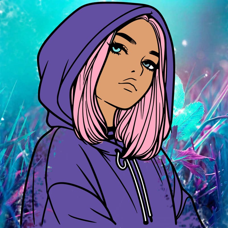 a realistic girl in a hoodie