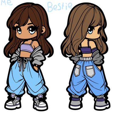 girl in crop top and baggy pants