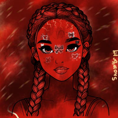 realistic girl with braids