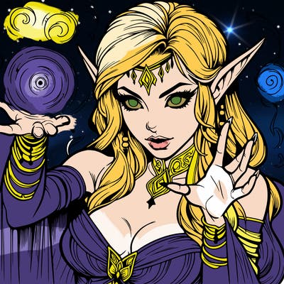 realistic scary beautiful elf sorceress casting spell