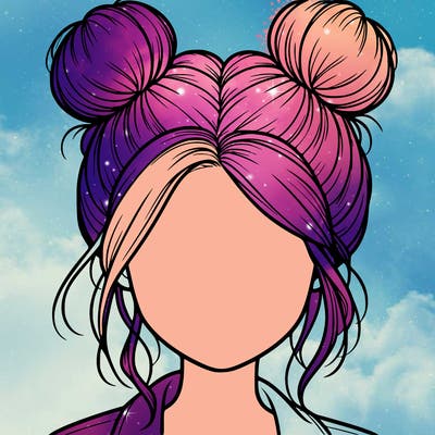 realistic girl with buns on the top of her hair