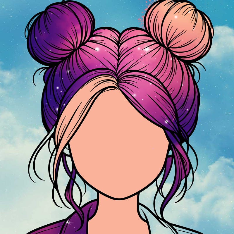 realistic girl with buns on the top of her hair