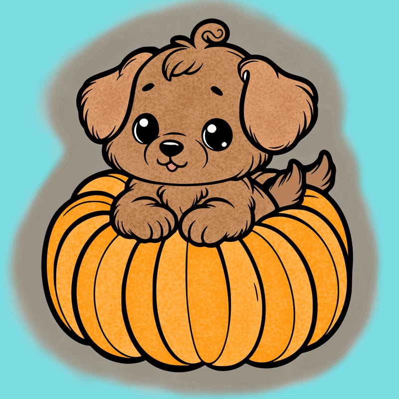 cute little puppy in a pumpkin