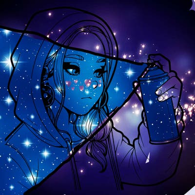 a realistic girl, spray painting