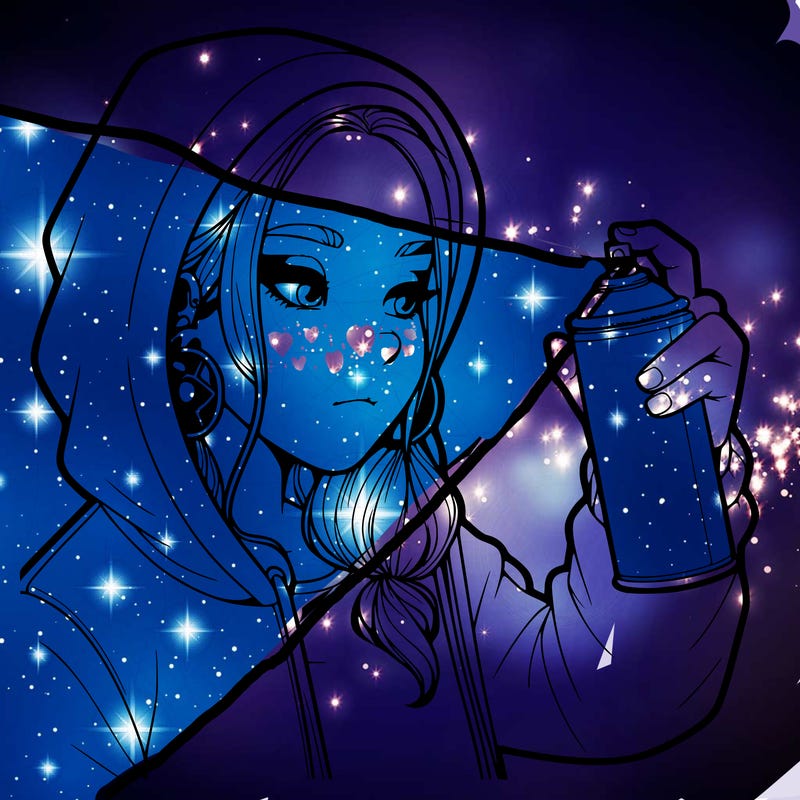 a realistic girl, spray painting