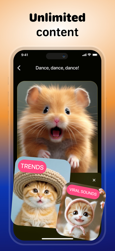 Pet Videos: Cat,Dog Translator - 話すハムスターとバイラルトレンドを備えたペット翻訳アプリを表示するスマートフォン
