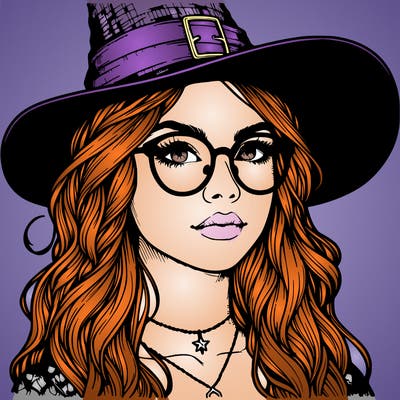 a witch with glasses realistic