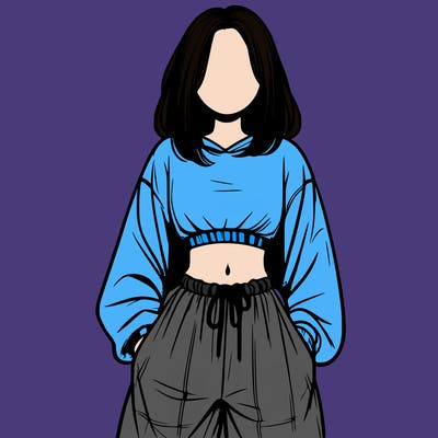 realistic girl faceless with baggy pants and a crop top