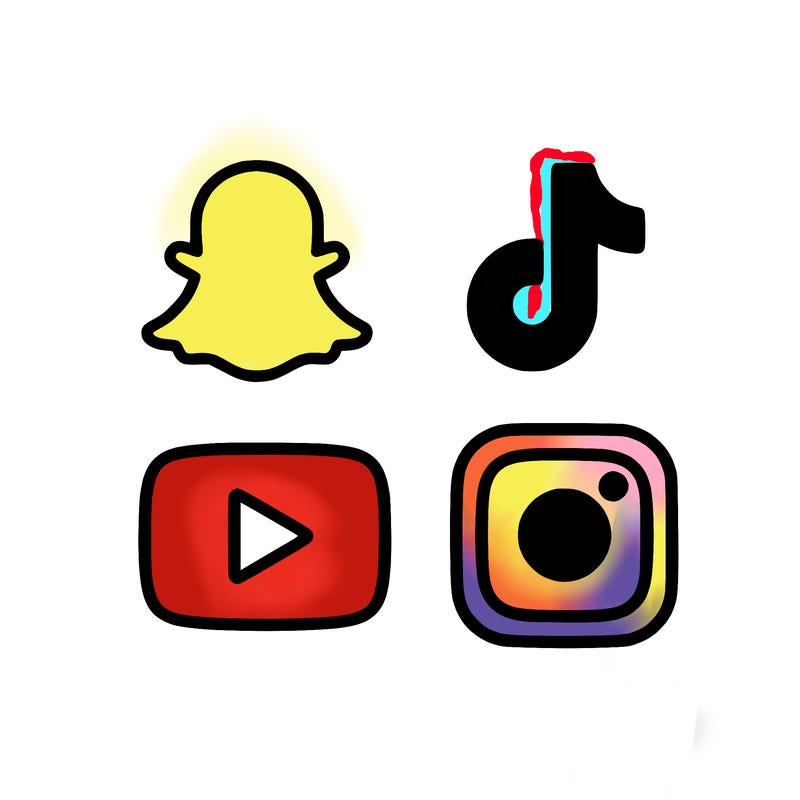 snapchat youtube tiktok instagram