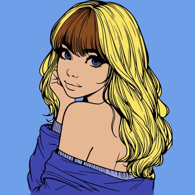 realistic girl with bangs looking over her shoulder
