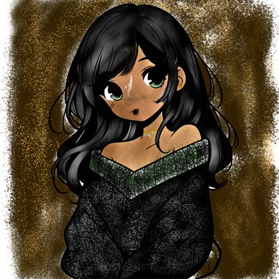 shy pretty girl wearing a sweater that is falling off one shoulder portrait
