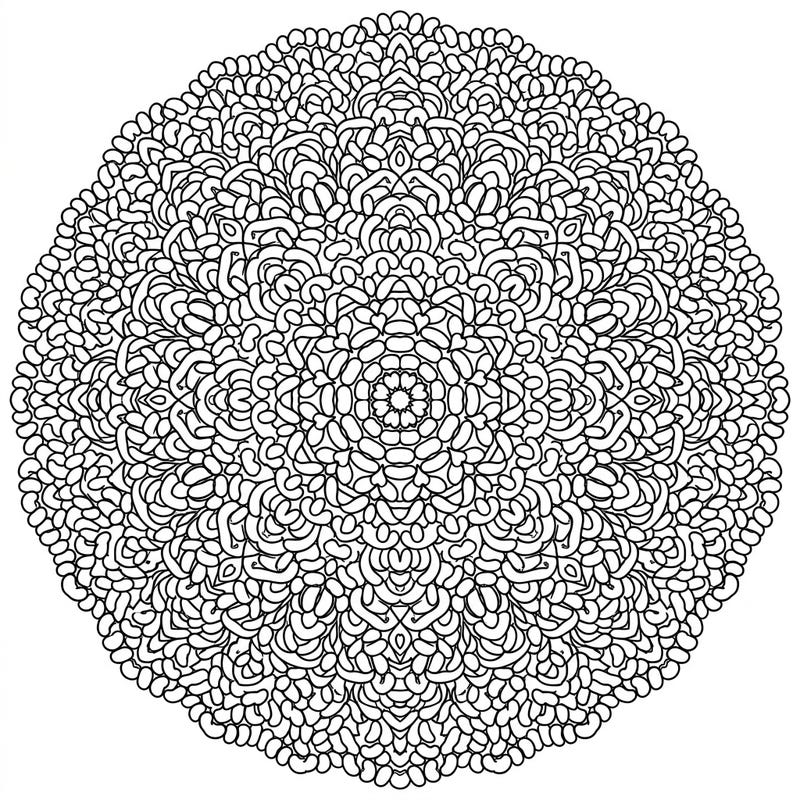 Discover a uniquely delightful coloring experience with our intricate Jelly Bean Mandala. This symmetrical design, crafted from countless sweet shapes, promises a fun and calming artistic escape.
