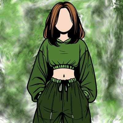 realistic girl faceless with baggy pants and a crop top