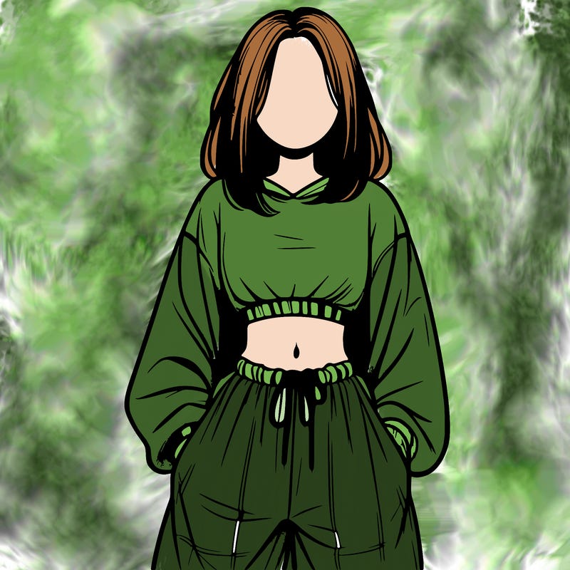 realistic girl faceless with baggy pants and a crop top