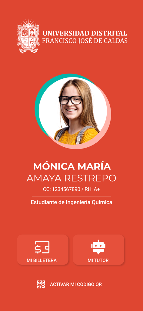 Identidade digital do estudante e interface de perfil no U Distrital App