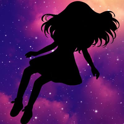 realistic girl floating