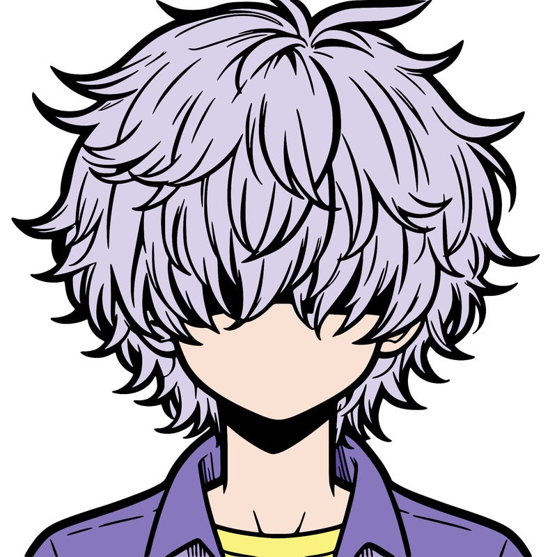manga boy fluffy hair covering his eyes