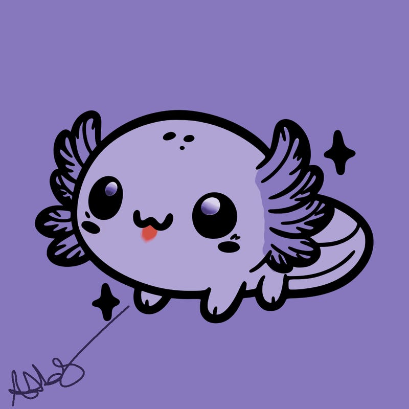 cute easy baby axolotl