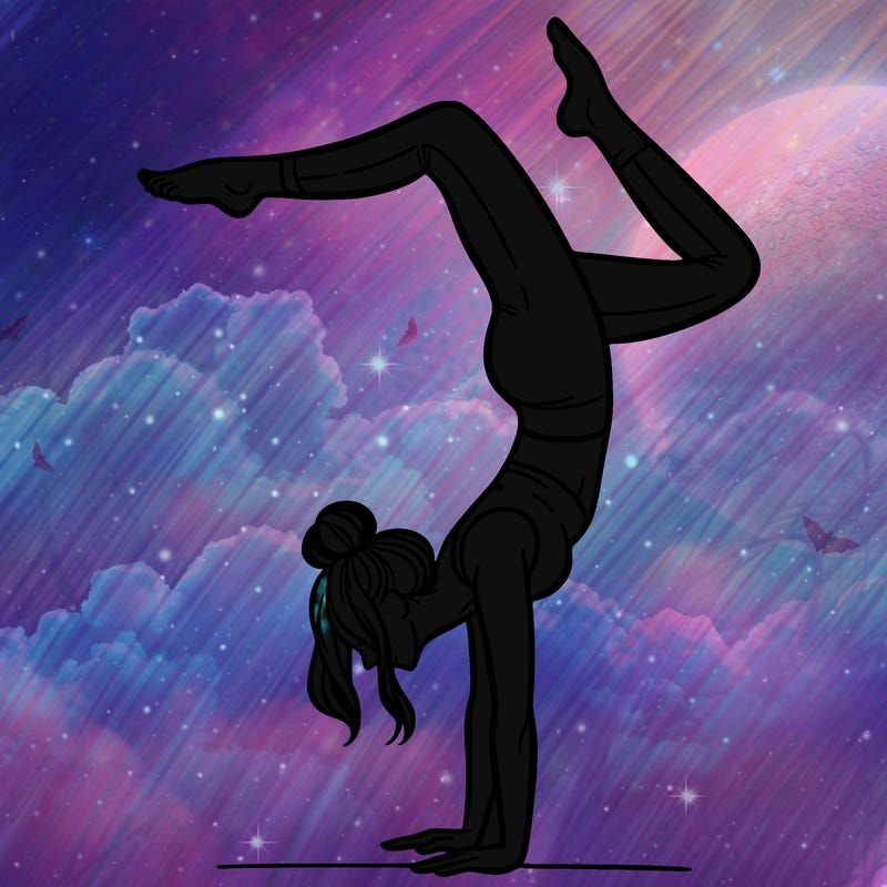 a woman doing a handstand