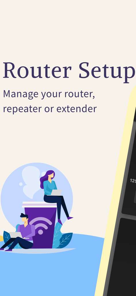 Pessoas usando laptops para gerenciar configurações de roteador com o aplicativo Página de Configuração do Roteador
