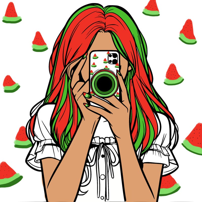 a realistic girl holding her phone taking pictures