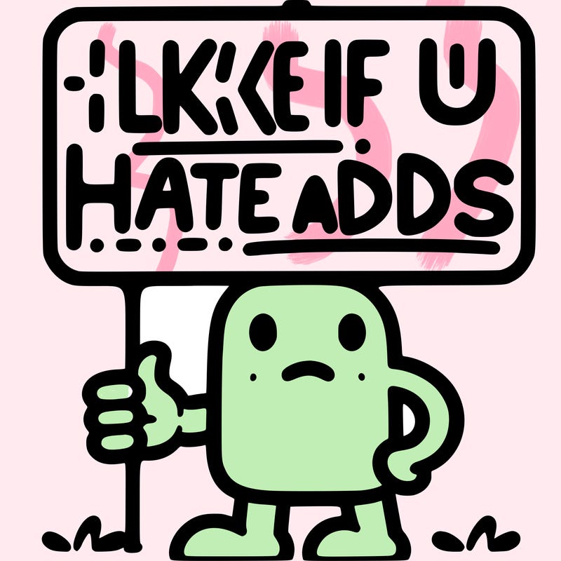 sign that says like if u hate adds