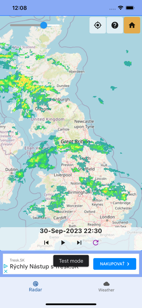 Weather radar Europe - Weather radar map of Great Britain showing precipitation levels