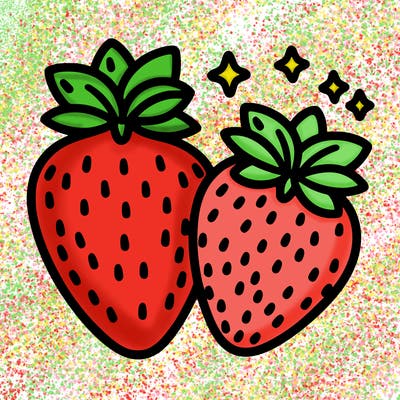 strawberry, line art simple