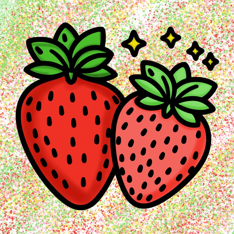 strawberry, line art simple