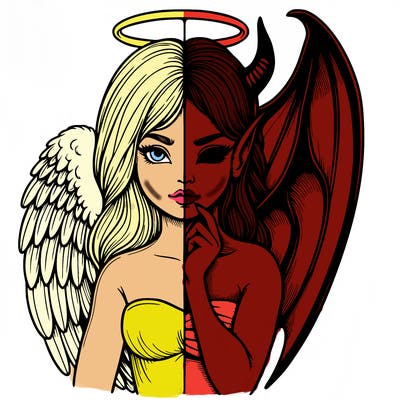 realistic angel half demon