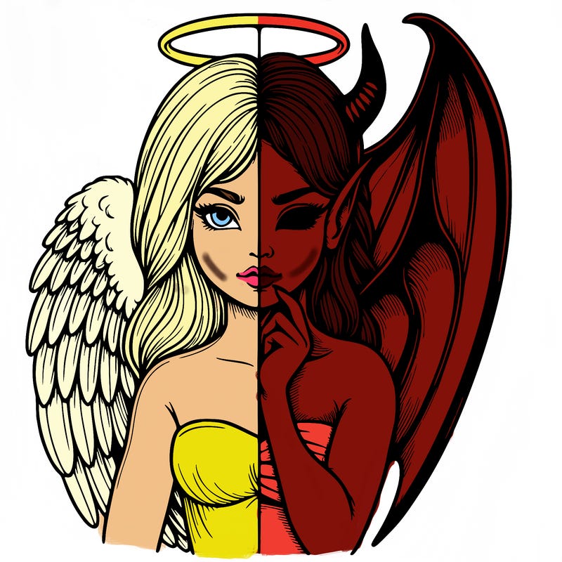 realistic angel half demon