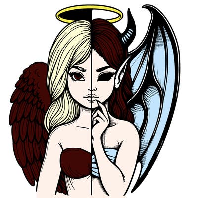 realistic angel half demon