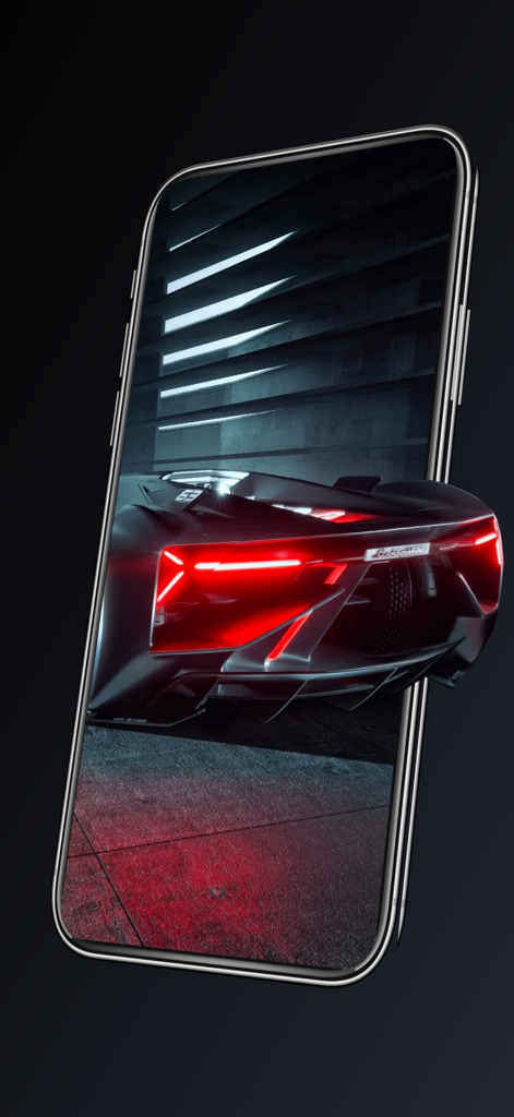 Car Wallpapers Background 4K - A futuristic black Lamborghini with glowing red taillights on a 4K smartphone wallpaper
