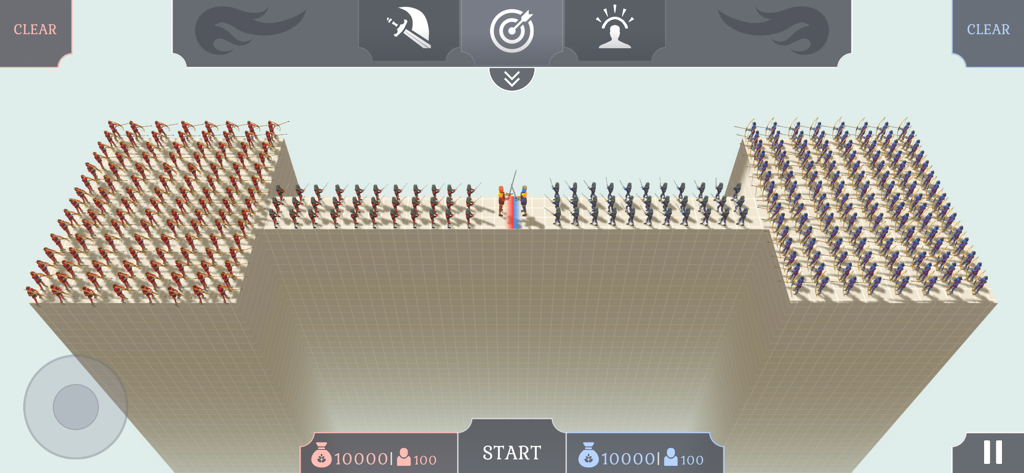 Fun Ragdoll Battle Simulator - Red and blue armies on a narrow bridge in a physics based battle simulator